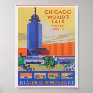 Chicago 1933 Poster vintage du Salon mondial