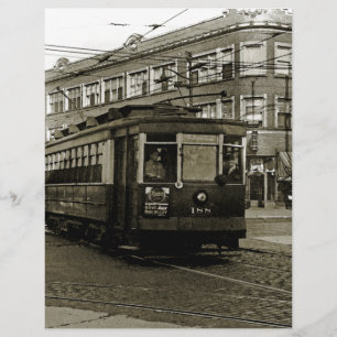 CHICAGO 63E ET OCCIDENTALE 1952 TROLLEY ART SEPIA