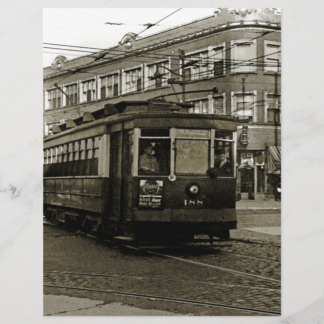 CHICAGO 63E ET OCCIDENTALE 1952 TROLLEY ART SEPIA (Devant)