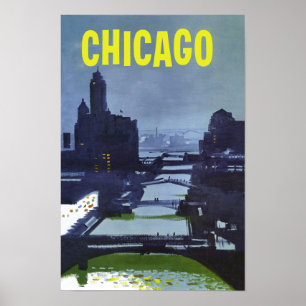 Chicago. Affiche de voyage de style rétro
