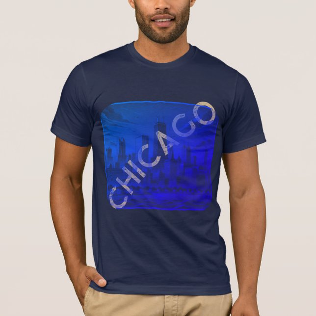 Chicago Blue Tan Name Graphic T-Shirt (Devant)