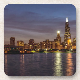 Chicago Cityscape Dessous de verre de boisson noct