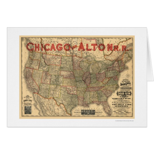 Chicago et carte 1883 de chemin de fer d'Alton (Devant horizontal)
