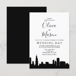 Chicago Il Skyline Cityscape Faire-part de mariage