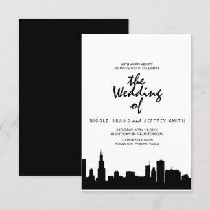 Chicago Il Skyline Cityscape Faire-part de mariage