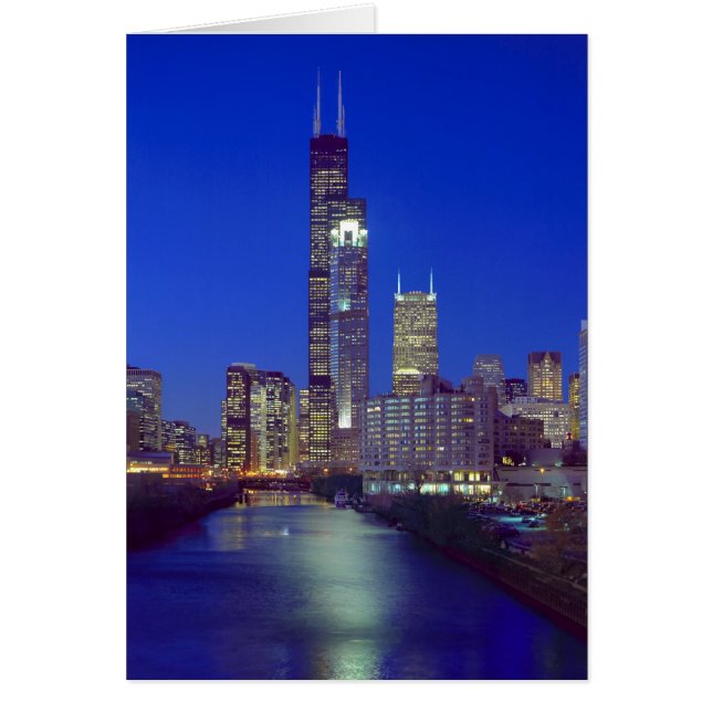Chicago, Illinois, Skyline la nuit avec Chicago (Devant)