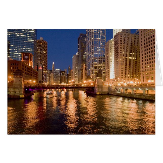 Chicago, Illinois, vue panoramique et rivière Chic (Devant horizontal)