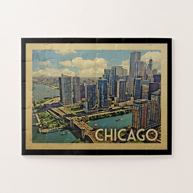 Chicago Jigsaw Puzzle Illinois Vintage voyage (Horizontal)
