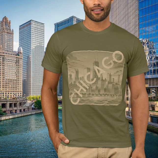 Chicago Khaki Tan Nom Graphic T-Shirt (Créateur téléchargé)