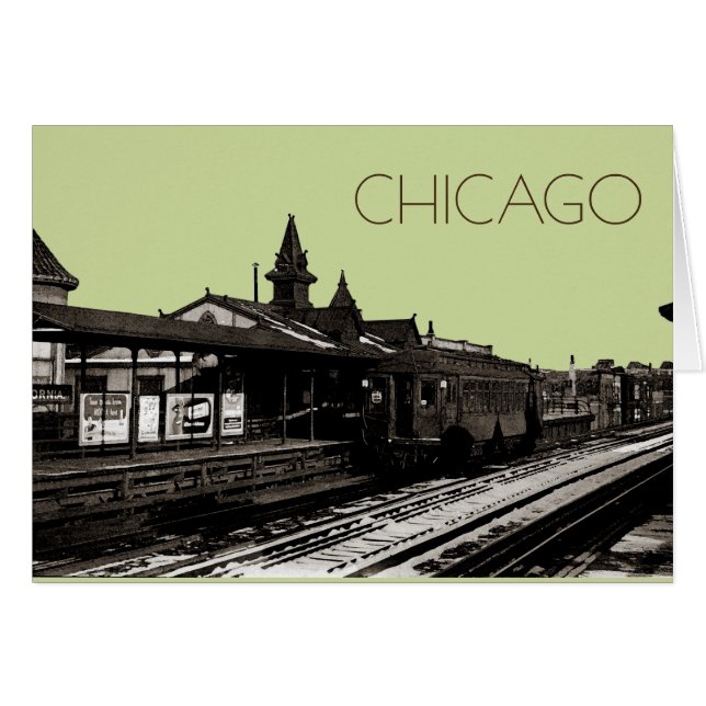Chicago L 1950 Watercolor Sepia Photograph (Devant horizontal)