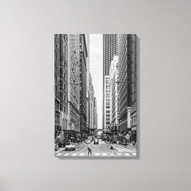 Chicago Madison Street Gris en toile Imprimer (Recto)