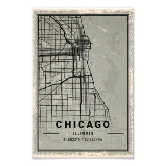 chicago map print poster canvas | illinois