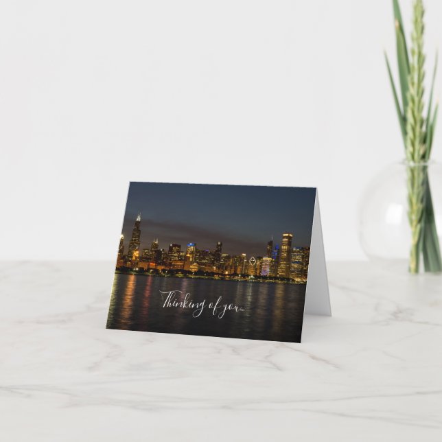 Chicago Night Cityscape Penser De Votre Carte (Devant)