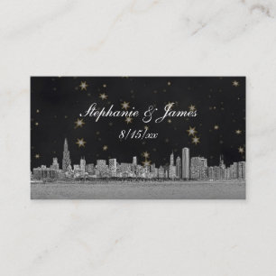 Chicago Skyline Black Gold Star Cartes