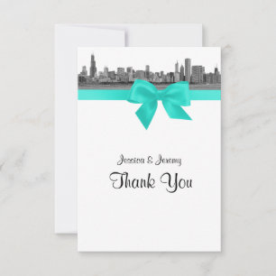 Chicago Skyline Etched BW Aqua Merci