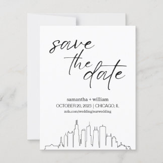 Chicago Skyline MINIMALIST Faire-Part de Date de S
