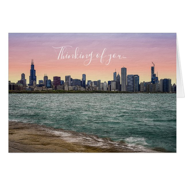 Chicago Skyline Painterly Penser à votre carte (Devant Horizontal)