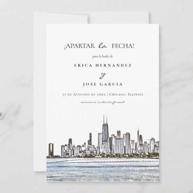 Chicago Skyline plat ¡Apartar la fecha ! Carte (Devant)