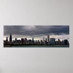 Chicago Skyline - Stormclouds - Affiche couleur