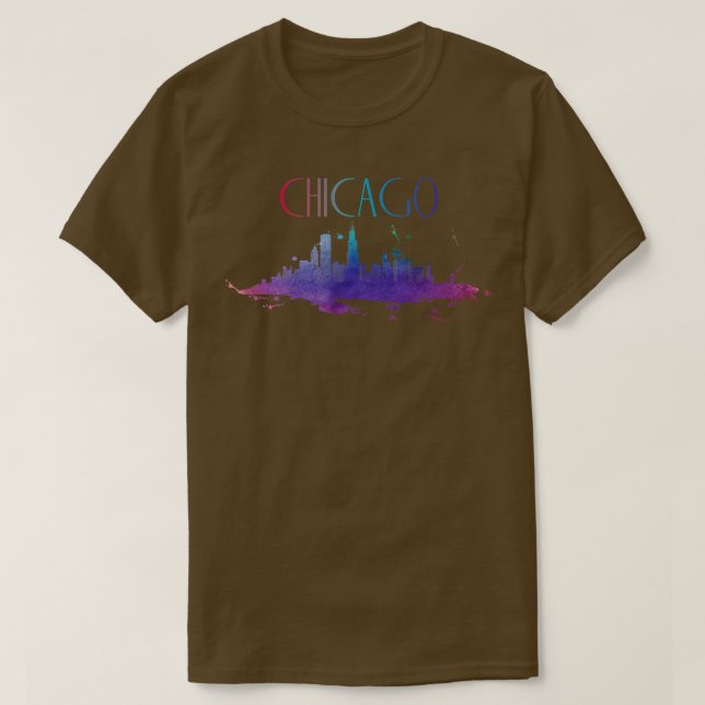 Chicago Watercolor Skyline TShirt (Design devant)