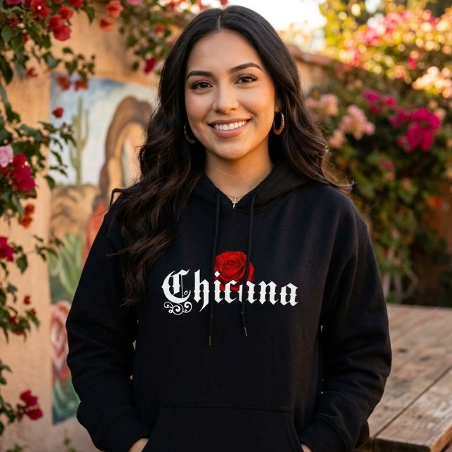 Chicana Red Rose Sweat à capuche (Chicana Red Rose Hoodie)