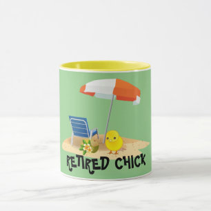 Chick à la retraite—Scène de plage, Mug