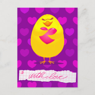 Chick doux amoureux du message, carte postale