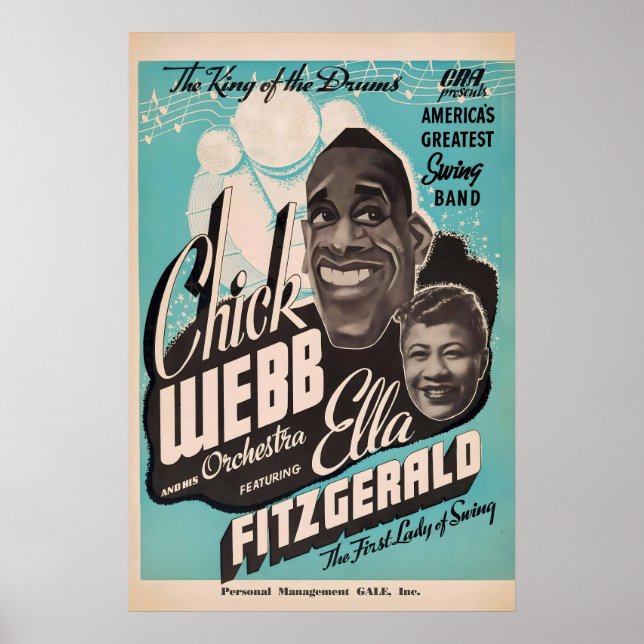Chick Webb - Ella Fitzgerald - affiche jazz - 1937 (Devant)