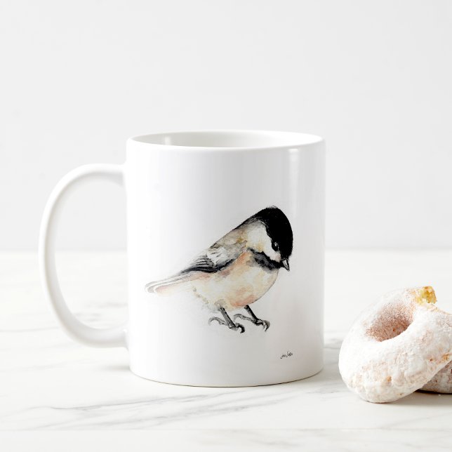 Chickadee Aquarelle Art Café Mug (Chickadee Watercolor Art Coffee Mug from Jenn's Emporium. )