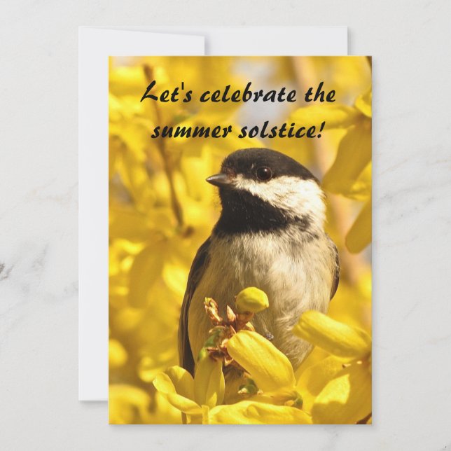 Chickadee et Fleurs Summer Solstice Invitation (Devant)