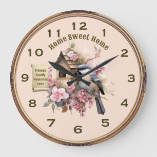 Chickadee Home Sweet Home Cuisine Horloge