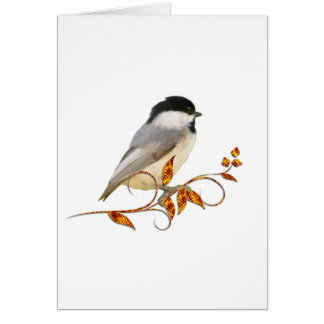 Chickadee sur le feuille orné de bijoux