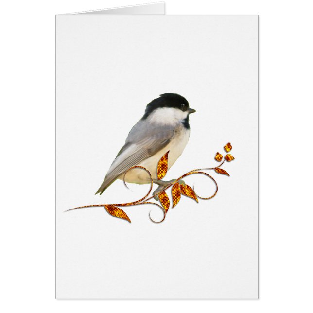 Chickadee sur le feuille orné de bijoux (Devant)