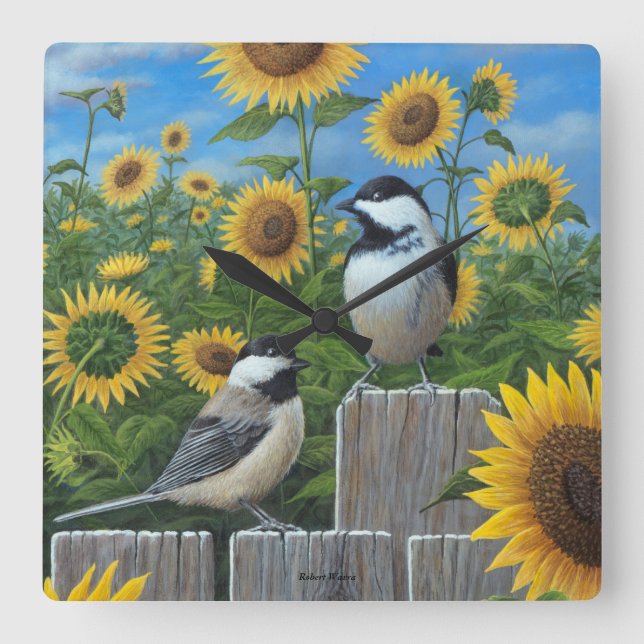 Chickadees et horloge murale de tournesols (Recto)