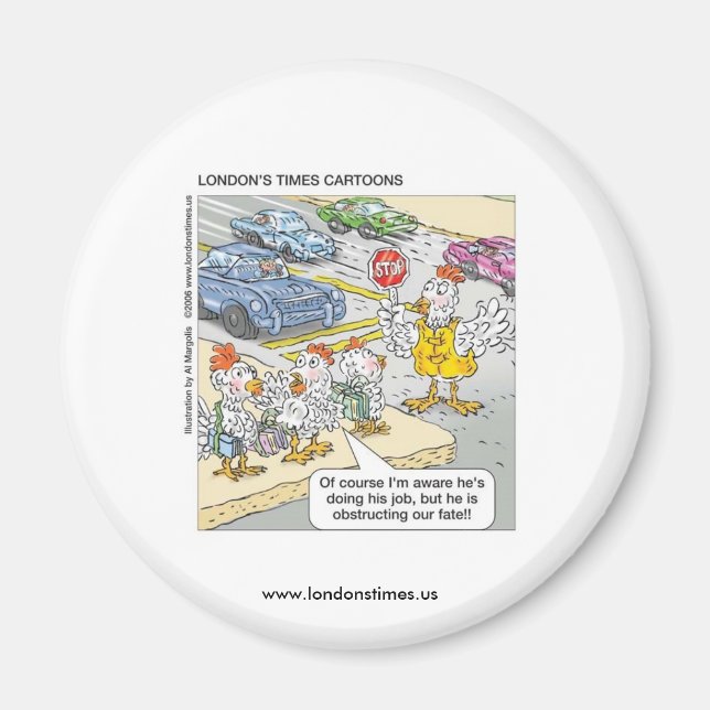 Chicken Crossing Road Drôle Aimant de nouveauté (Devant)