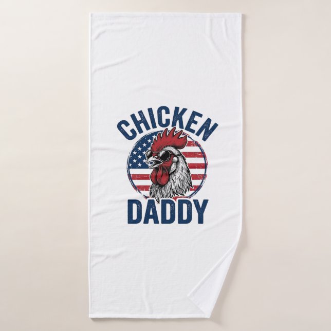 Chicken Daddy Rooster Vintage Patriotic Shirt Desi (Serviette de bain)