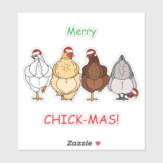 chicken funny X'mas sticker (Feuille)
