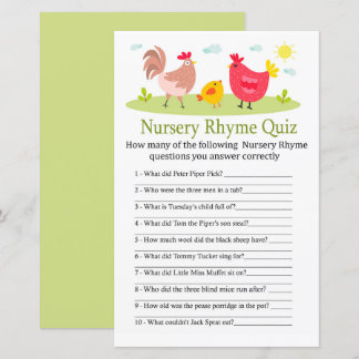 Chicken Nursery Rhyme Quiz baby shower