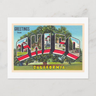 Chico California CA Vintage Grande Lettre Carte po