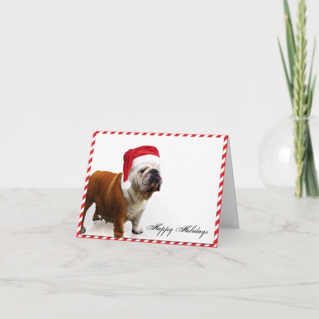 Chien à Chien à Chien à Santa Hat Carte de Noël (Devant)