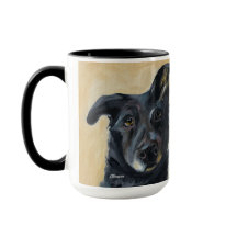 Chien à oreille pliée | Mug deux tons, 45 cl