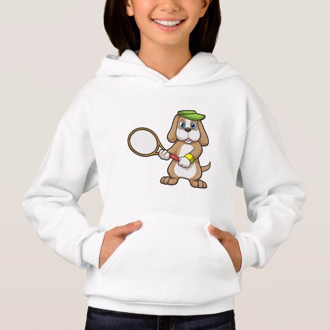 Chien à Tennis avec raquette de tennis & Casquette (Devant)