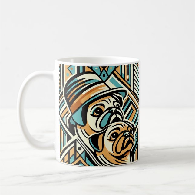Chien à visage plat avec casquette cadeau de tasse (Gauche)