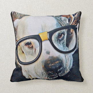 Chien adorable avec lunettes et Coussin Paw-print