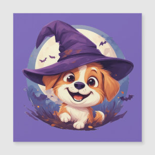 Chien adorable avec un chapeau de sorcière