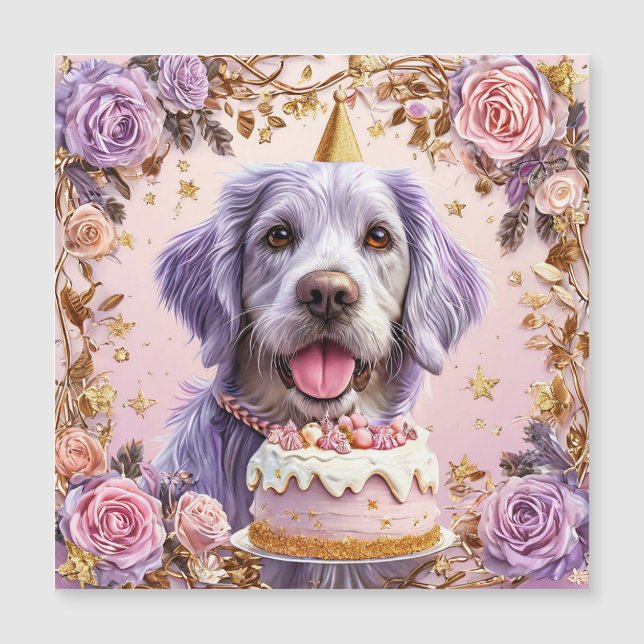 Chien adorable d'anniversaire avec gâteau de céléb (Devant)