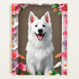 Chien adorable encadré de fleurs