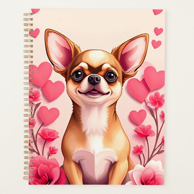 Chien adorable encadré de fleurs (Devant)