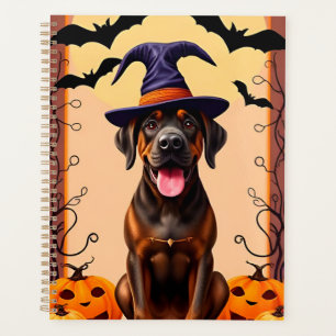 Chien adorable portant un chapeau de sorcière