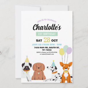 Chien Anniversaire Invitation Fille Garçon Party P